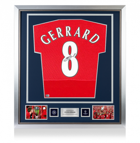 Steven Gerrard Official UEFA Champions League Back Signed and Framed Liverpool 2005 Home Shirt: UEFA Champions League Final Edition