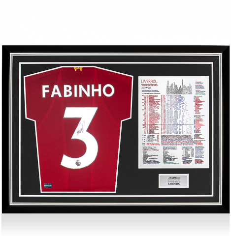 Fabinho Back Signed Liverpool FC 2019-20 Home Shirt In Commentary Chart Frame