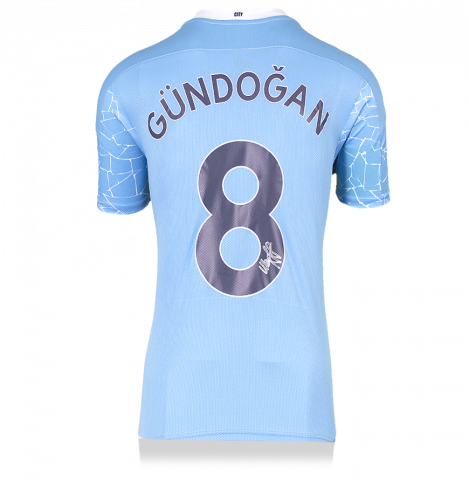 Ilkay Gundogan Back Signed Manchester City 2020-21 Home Shirt