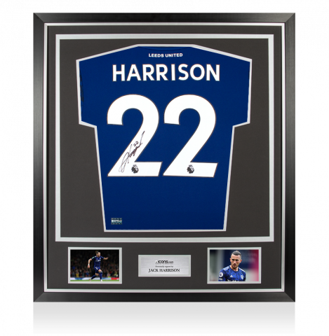 Jack Harrison Back Signed Leeds United 2021-22 Away Shirt In Classic Frame