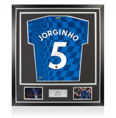 Jorginho Back Signed Chelsea 2021-22 Home Shirt In Classic Frame