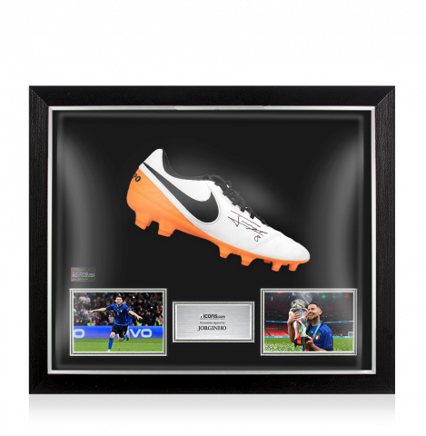 Jorginho Signed White and Orange Nike Tiempo Boot In Bubble Frame: Italy Option