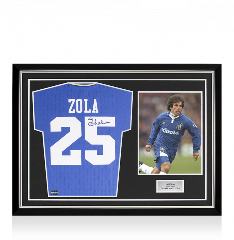Gianfranco Zola Back Signed Chelsea 1997-98 Home Shirt In Hero Frame: Option 1