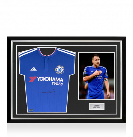 John Terry Front Signed Chelsea 2015-16 Home Shirt In Hero Frame: Option 1