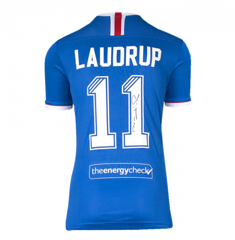 Brian Laudrup Back Signed Rangers 2020-21 Home Shirt
