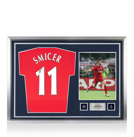 Vladimir Smicer Official UEFA Champions League Back Signed and Hero Framed Liverpool 2005 Home Shirt