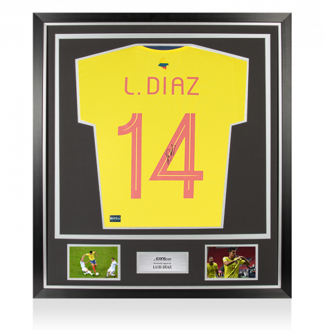 Luis Diaz Back Signed Colombia 2021-22 Home Shirt In Classic Frame