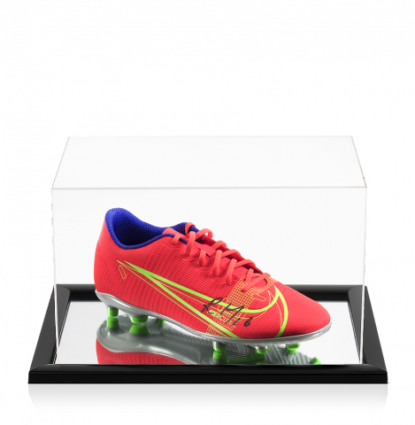 Riyad Mahrez Signed Red Nike Mercurial Boot In Acrylic Case