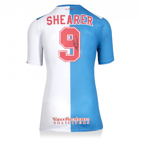 Alan Shearer Back Signed Modern Blackburn Rovers Home Shirt