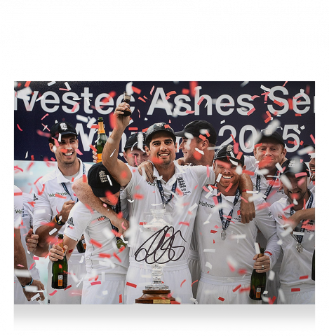 Alastair Cook Signed England Cricket Photo: 2015 Ashes Winner
