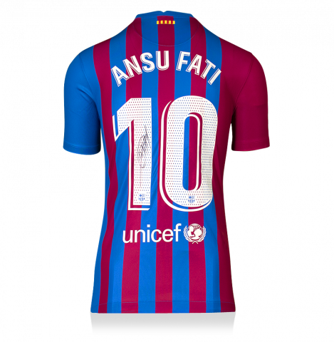 Ansu Fati Back Signed FC Barcelona 2021-22 Home Shirt