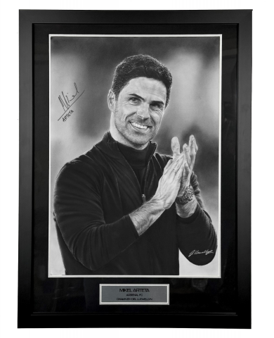Original Mikel Arteta Signed and Framed Tribute Artwork