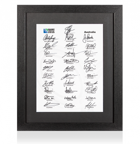 Australia Rugby World Cup 2015 Squad Signed Card In Black Wooden Frame: Signed By 31