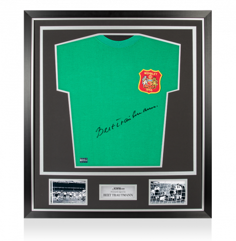 Bert Trautmann Signed Retro Manchester City Goalkeeper Shirt In Classic Frame: 1956 FA Cup Final Special Edition