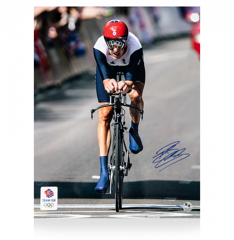 Bradley Wiggins Signed Limited Edition Team GB Photo: Individual Time Trial Gold