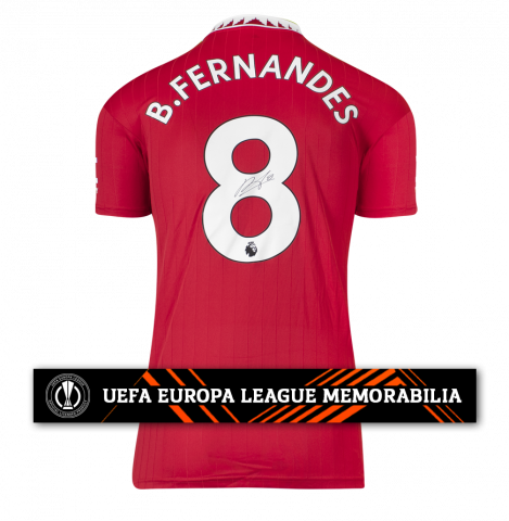 Bruno Fernandes Official UEFA Europa League Back Signed Manchester United 2022-23 Home Shirt