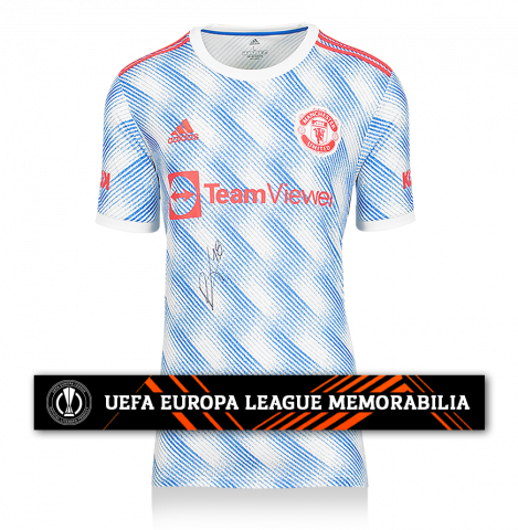 Bruno Fernandes Official UEFA Europa League Front Signed Manchester United 2021-22 Away Shirt