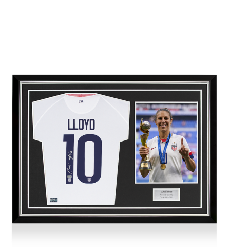 Carli Lloyd Back Signed USWNT 2020 Home Shirt In Hero Frame: Option 1 Carli Lloyd Back Signed USWNT 2020 Home Shirt In Hero Frame: Option 1
