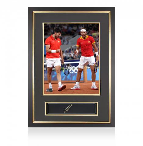 Carlos Alcaraz Signed Plaque and Photo Frame: 'Nadalcaraz' Olympic Doubles 