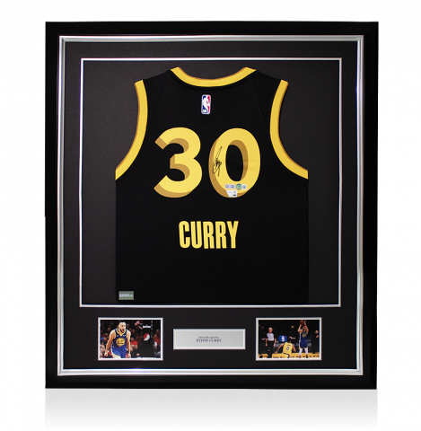Steph Curry Signed and Framed Golden State Warriors City Edition Jersey