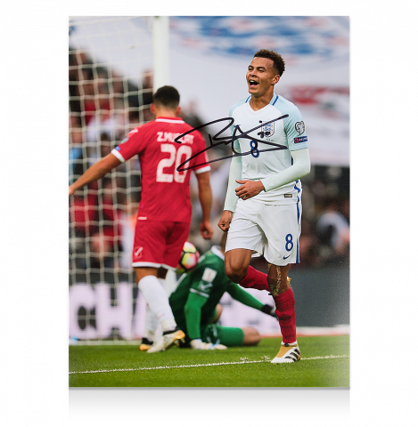 Dele Alli Signed Portrait England Photo: Goal vs Malta