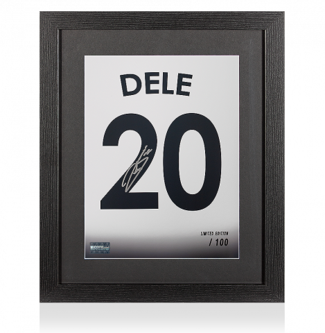 Dele Alli Signed Tottenham Hotspur 2018-19 Home Shirt Print In Black Wooden Frame: Limited Edition 'Dele 20'