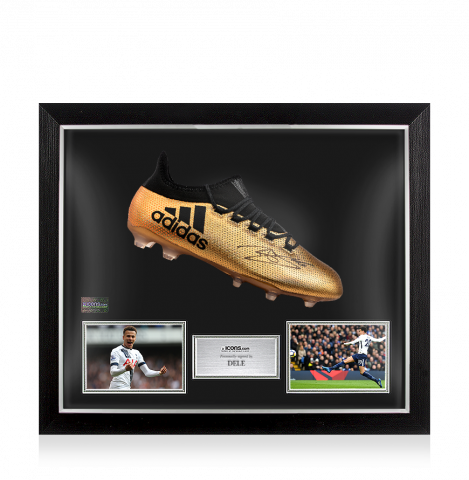 Dele Alli Signed Gold Adidas X Boot In Bubble Frame: Option 1