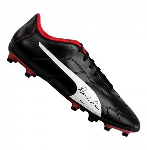 Denis Law Signed Black and Red Puma Boot
