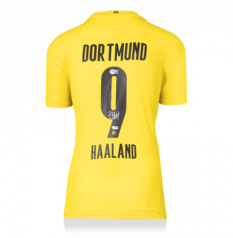 Erling Haaland Back Signed Borussia Dortmund 2020-21 Home Shirt