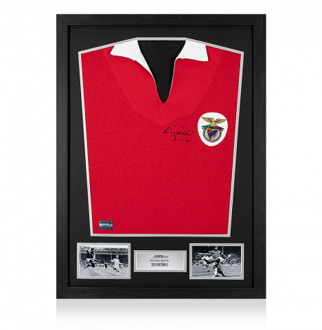Eusebio Front Signed Retro Benfica Shirt In Classic Frame