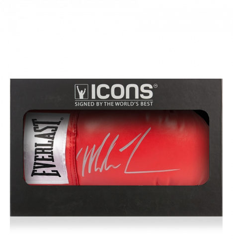 Mike Tyson Signed Red Everlast Boxing Glove With Silver Signature In Deluxe Packaging