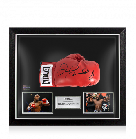 Floyd Mayweather Signed Red Everlast Boxing Glove In Bubble Frame: Option 1