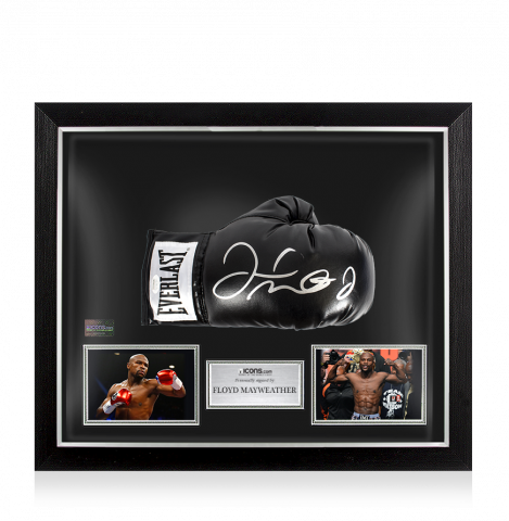 Floyd Mayweather Signed Black Everlast Boxing Glove In Bubble Frame: Option 1