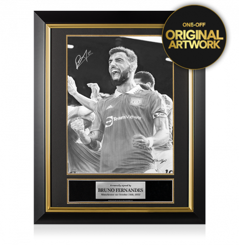 Original Bruno Fernandes Signed and Premium Framed Tribute Artwork