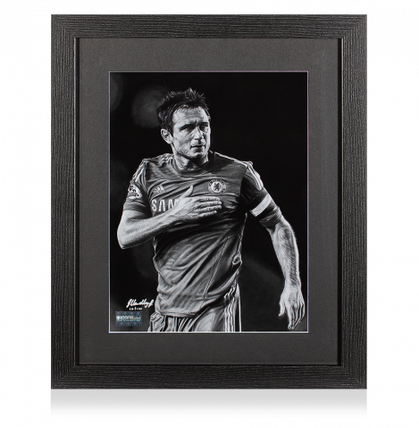 ARTIST SIGNED Frank Lampard Tribute Artwork In Black Wooden Frame: Chelsea Icon
