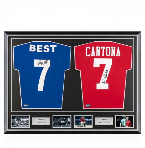 George Best & Eric Cantona Signed Manchester United Shirts In Classic Dual Frame
