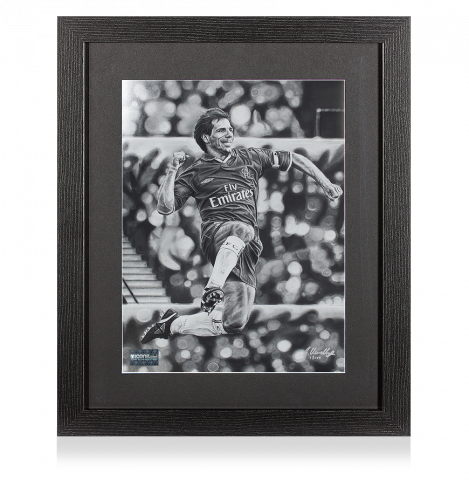 ARTIST SIGNED Gianfranco Zola Tribute Artwork In Black Wooden Frame: Chelsea Legend