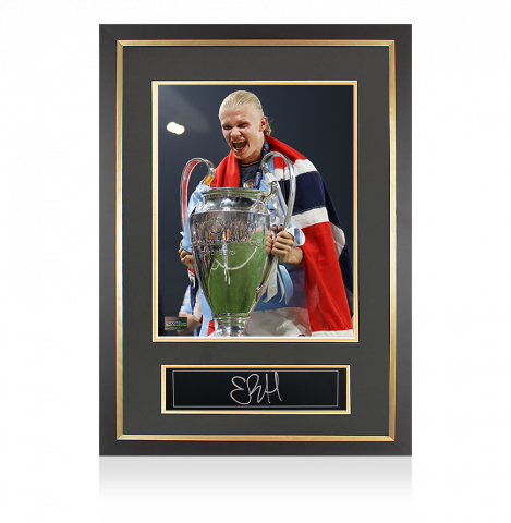 Erling Haaland Signed Plaque and Photo Frame: 2023 UEFA Champions League Winner