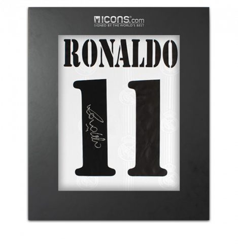 Ronaldo Back Signed Modern Real Madrid Home Shirt With Fan Style Numbers In Deluxe Packaging