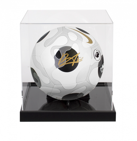 Bruno Fernandes Signed Nike Premier League Pitch Football In Acrylic Case
