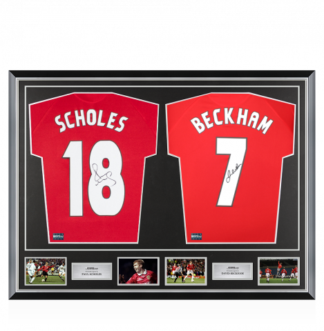 Paul Scholes & David Beckham Signed Manchester United Shirts In Classic Dual Frame