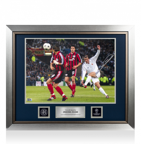 Zinedine Zidane Official UEFA Champions League Signed and Framed Real Madrid Photo: 2002 UEFA Champions League Final Volley
