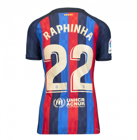UNSIGNED MATCH WORN Raphinha FC Barcelona 2022-23 Home Shirt: Worn vs Sevilla