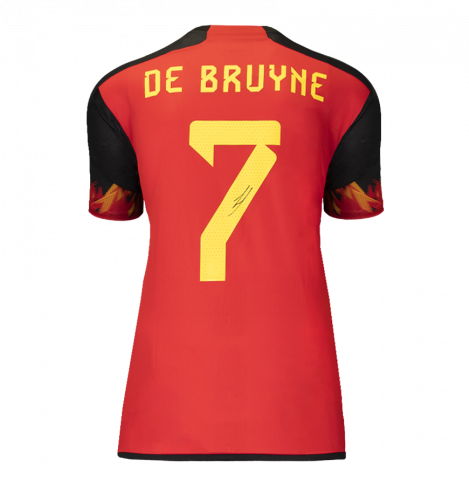 Kevin De Bruyne Back Signed Belgium 2022 Home Shirt