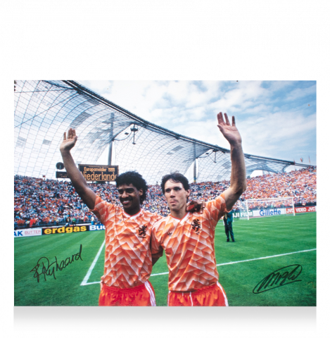 Marco van Basten & Frank Rijkaard Signed Netherlands Photo: UEFA EURO 1988 Winners