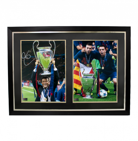 Luis Enrique & Jordi Alba Signed FC Barcelona Photos In Dual Photo Frame