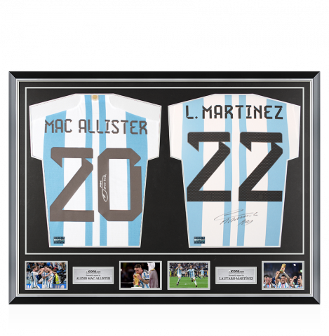 Alexis Mac Allister & Lautaro Martinez Signed Argentina Home Shirts In Classic Dual Frame