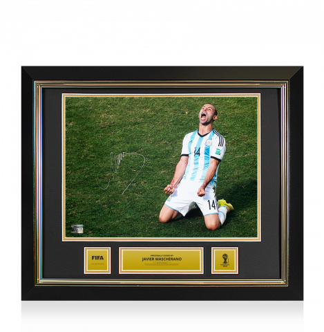Javier Mascherano Official 2014 FIFA World Cup™ Signed and Framed Argentina Photo: Victory vs Belgium