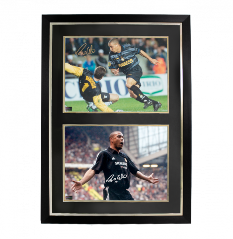 Ronaldo Internazionale & Ronaldo Real Madrid Signed Photos In Dual Photo Frame