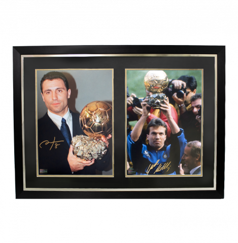 Hristo Stoichkov FC Barcelona & Lothar Matthaus Internazionale Signed Photos In Dual Photo Frame